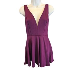 NWT Lulus size S maroon deep v skater skirt girly flirty SKORT shorts underneath